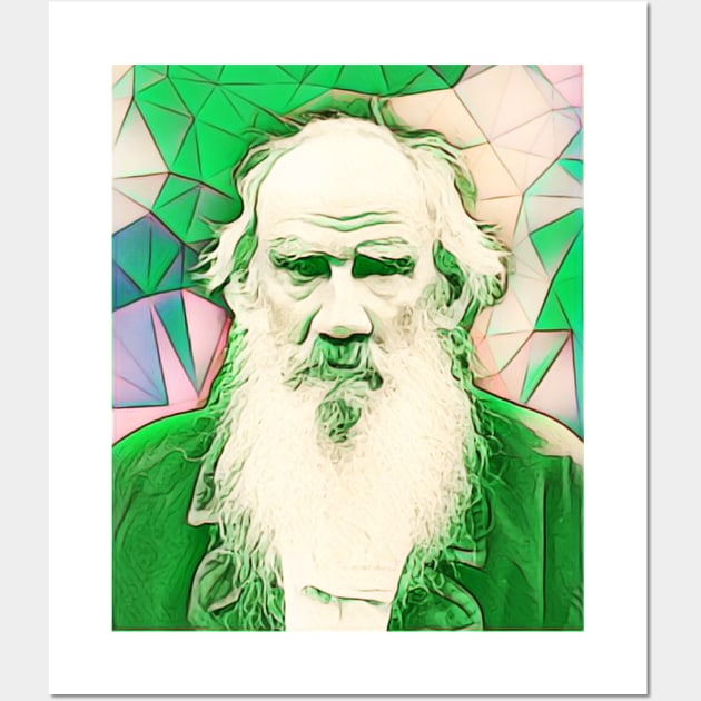 Leo Tolstoy Green Portrait | Leo Tolstoy Artwork 8 Wall Art by JustLit